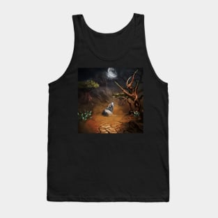 Awesome wolf in the dark night Tank Top
